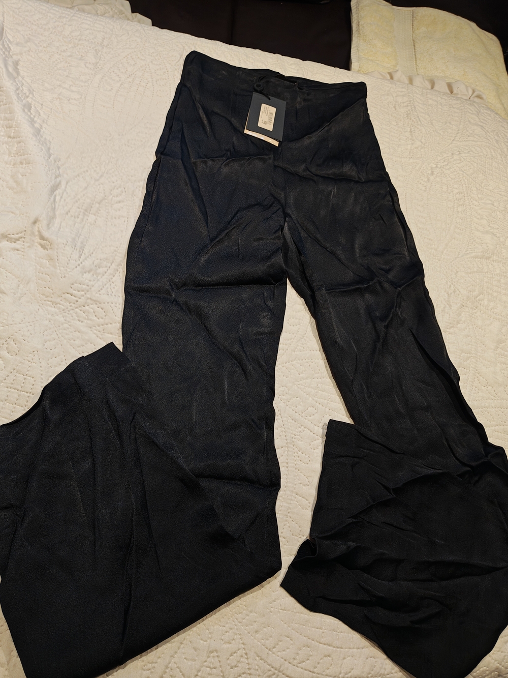 Twin-Set Black Wide-Leg Pants. 100% Viscose